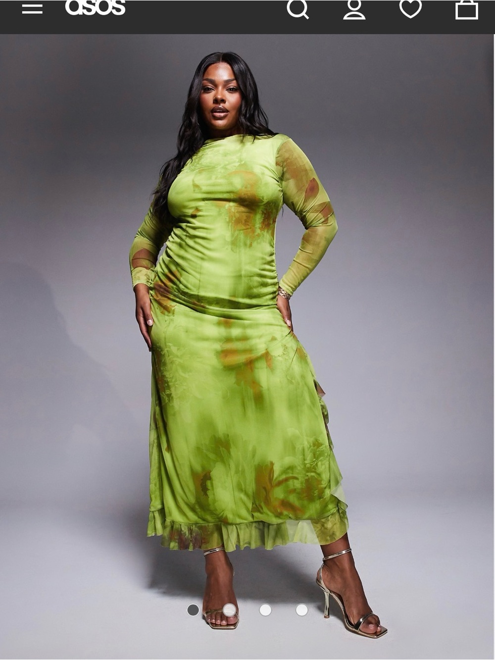 ASOS Lime Green Long Sleeve Mesh Maxi Dress